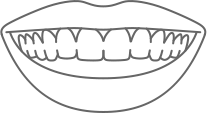 a line drawing of a mouth with straight perfect teeth after a smile makeover